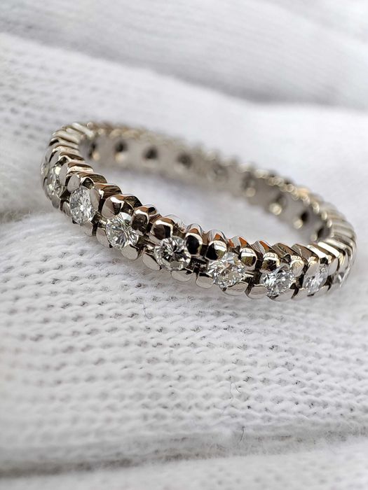Inel Aur Alb 18K Cu Diamante Full Eternity Memory Diamant