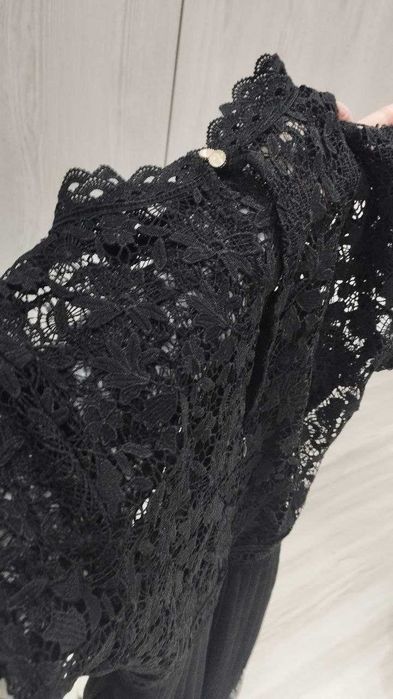 Черное платье с кружевом, на вечер/повседневность, S