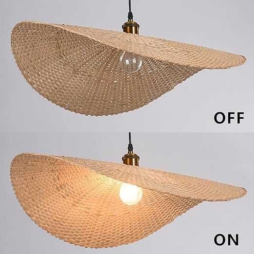 Намалена с 20 лв Бамбукова плетена Таванска селска висяща лампа Ратан