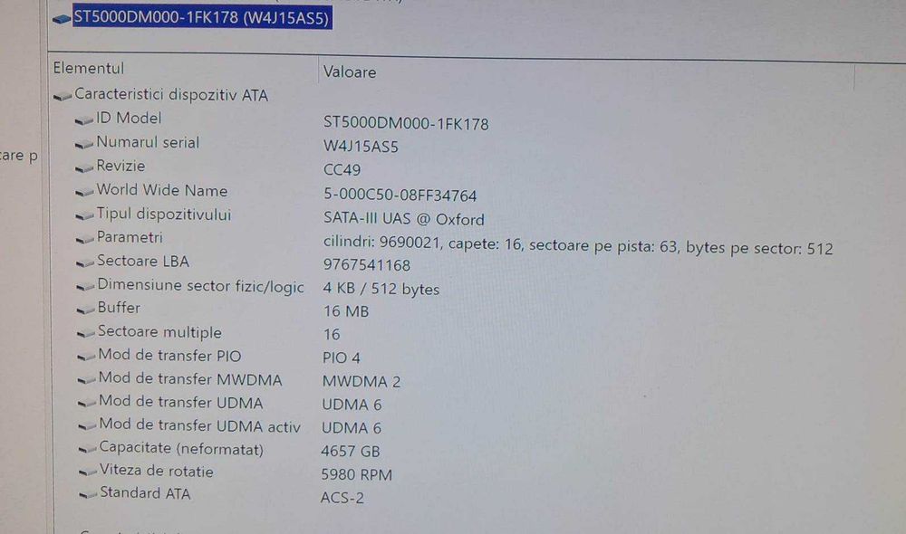 REZERVAT HDD extern Seagate de 5TB, 3.5'