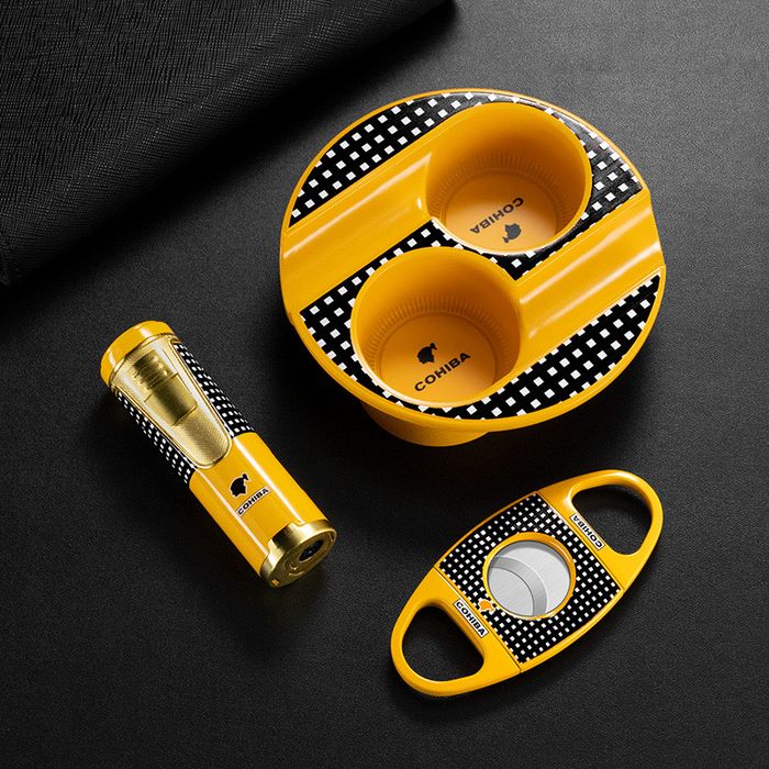 Комплект Cohiba – запалка 4 пламъка с пънч, резачка и пепелник