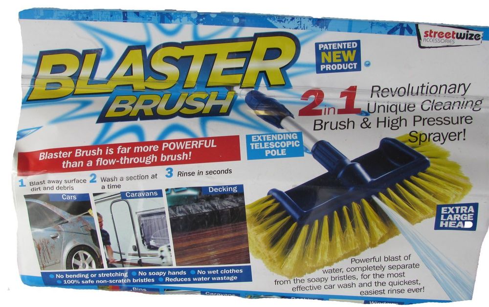 Perie spalat auto Blaster Brush 2 in 1, cu perie si cu pistol cu jet apa, bara extensibila pana la 1.4 metri