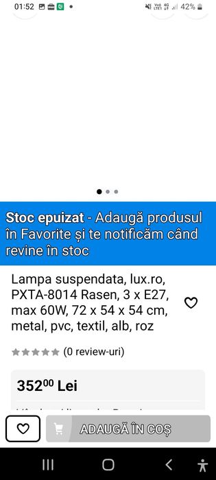 Candelabru roz cu 3 brațe