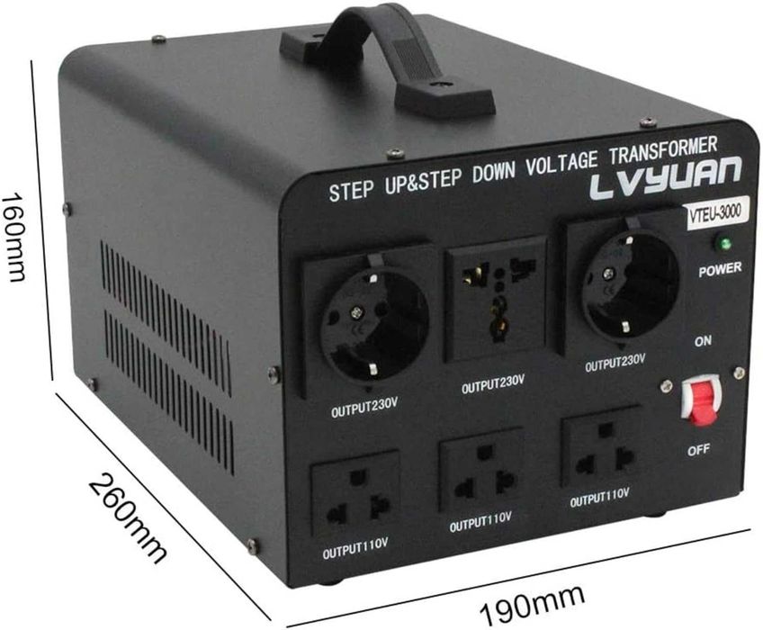 Transformator de tensiune 3000VA (W), 110V/220V, NOU, factura, garantie
