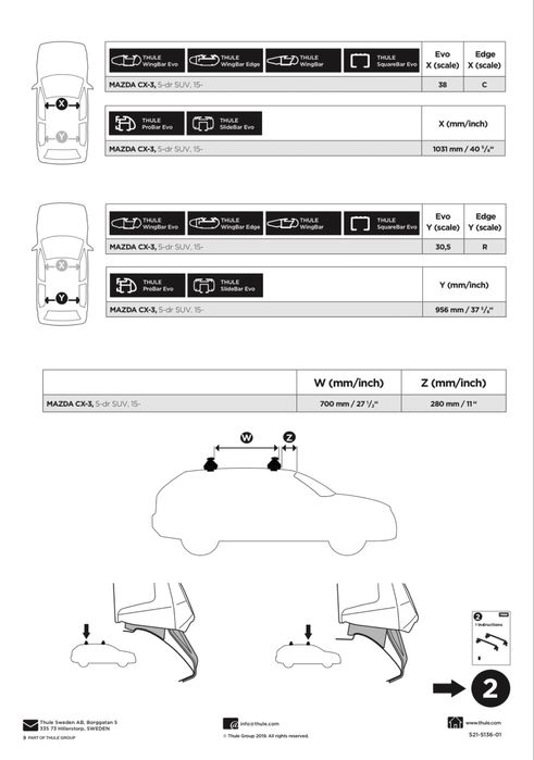 Thule Fit Kit 145136 Mazda CX-3