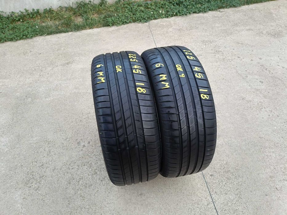 Doua anvelope vara 225 45 18 bridgestone turanza T005 profil de 6 mm