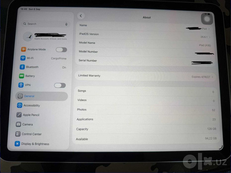 iPad 11 A16 Silver (128GB) WiFi