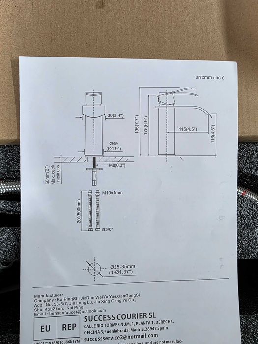 Baterie monocomanda pentru lavoar ARCORA din otel inoxidabil cu cartus ceramic