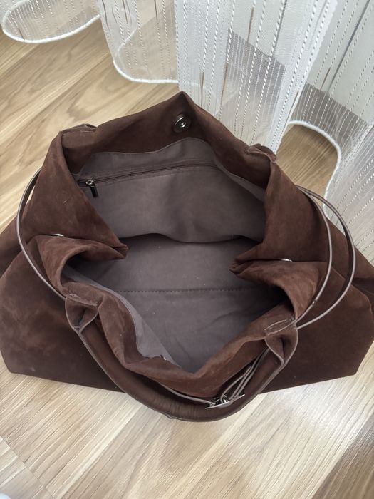 Кафява велурена чанта