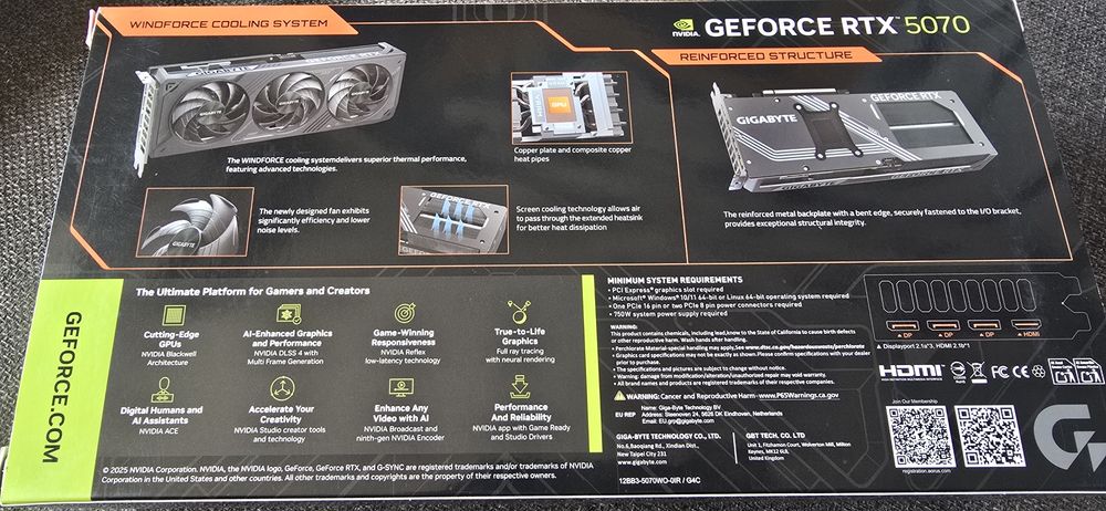 Placa video Nvidia Gigabyte GeForce RTX 5070 OC 12Gb GDDR7 DLSS 4