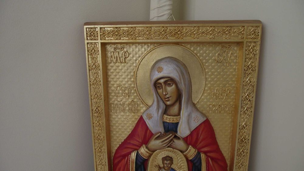 ИКОНА-ИКОНА ДЪРВОРЕЗБА на Дева Мария и Исус Христос