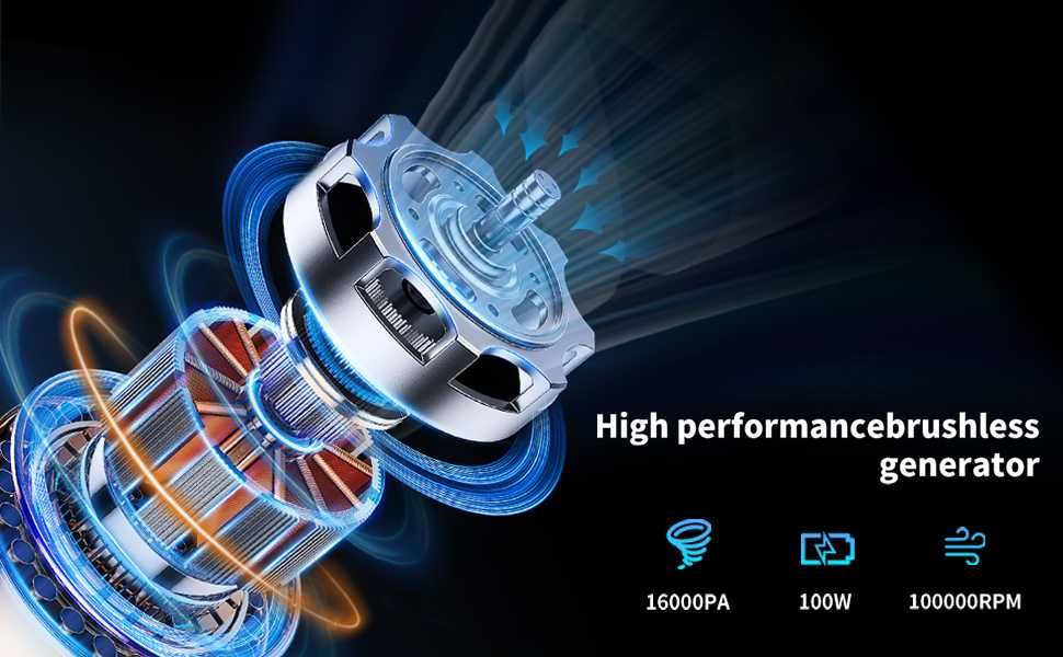 Ръчна безжична прахосмукачка за кола: 16000Pa мощни