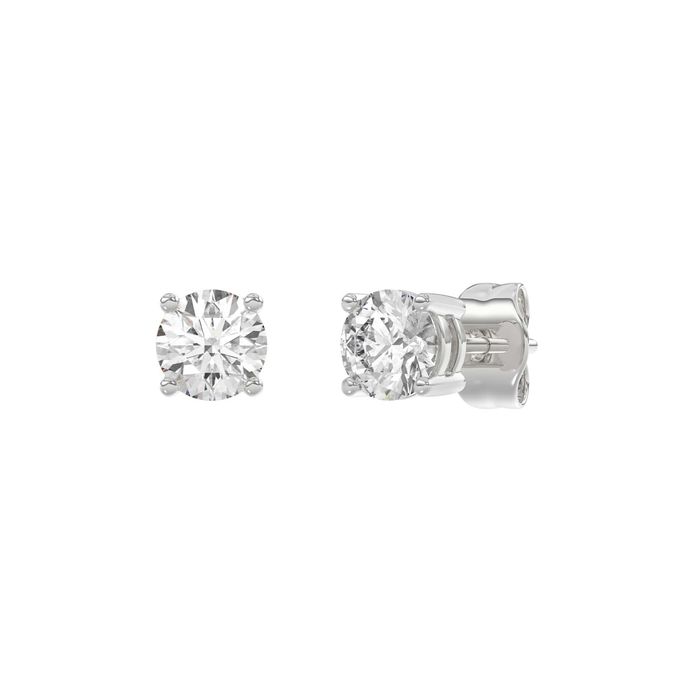 4‑зъба Stud златни обеци – 18K Бяло Злато – 1.5ct – Lab Grown Диаманти с висок клас