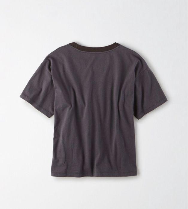 American Eagle tricou cu decolteu la baza gatului negru stins