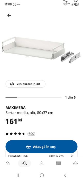 sertar mediu alb MAXIMERA Ikea