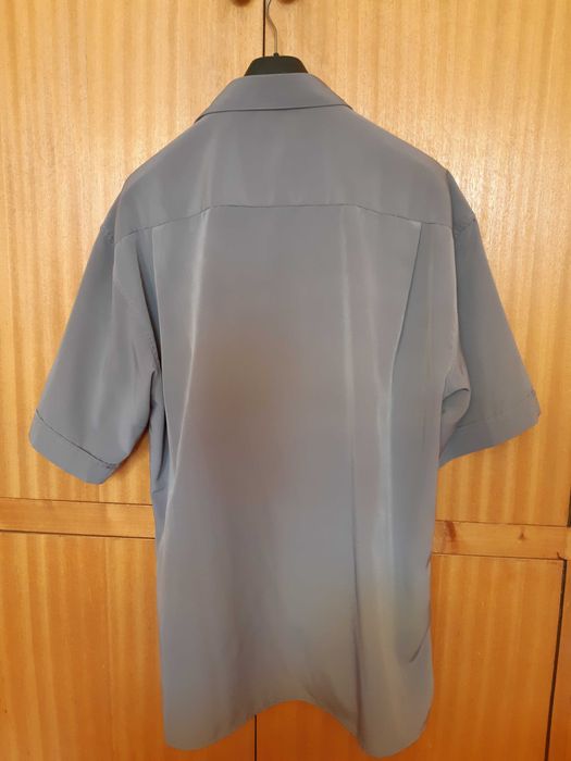 Мъжка сива риза с къс ръкав