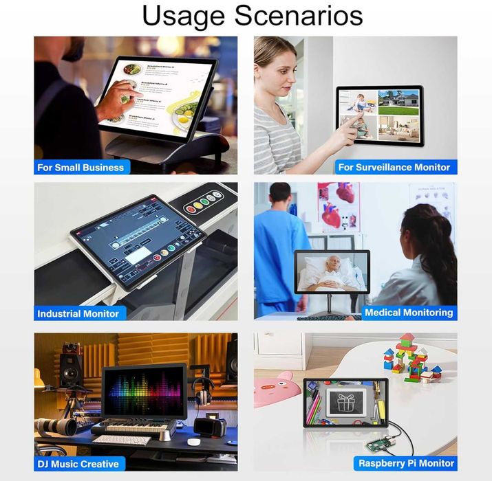 Monitor tactil MAGEX 15.6", HDMI VGA DVI FHD 1080p IPS Rp Pi