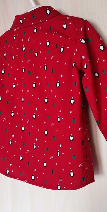 Cămașă bebe H&M rosie mărimea 74 6-9 luni motive de Crăciun ca NOUA