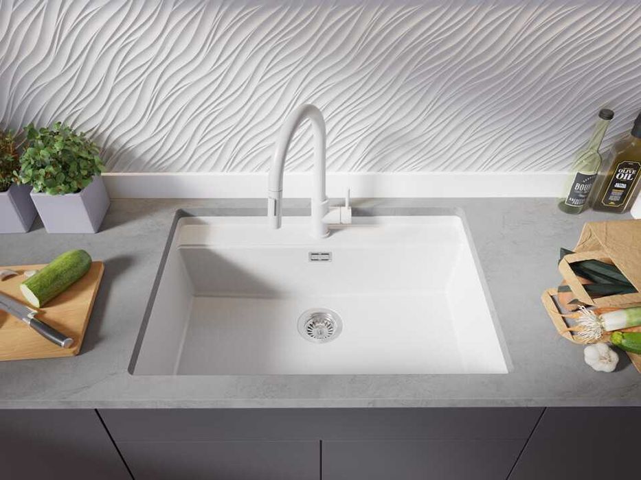Бяла кухненска мивка за вграждане под плот Берген 80 Low 760x530 мм
-2