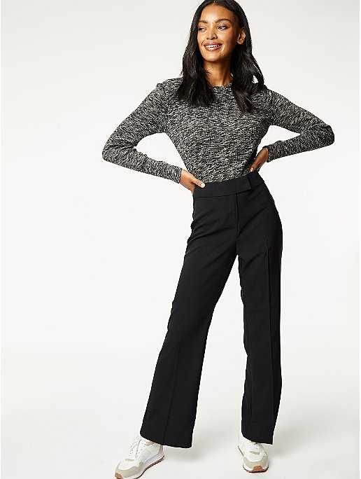 Pantaloni evazati office cu talie inalta negri George marimea M/38