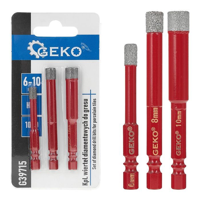 Set de 3 burghie diamantate pentru placi ceramice gresie faianta, 6-10