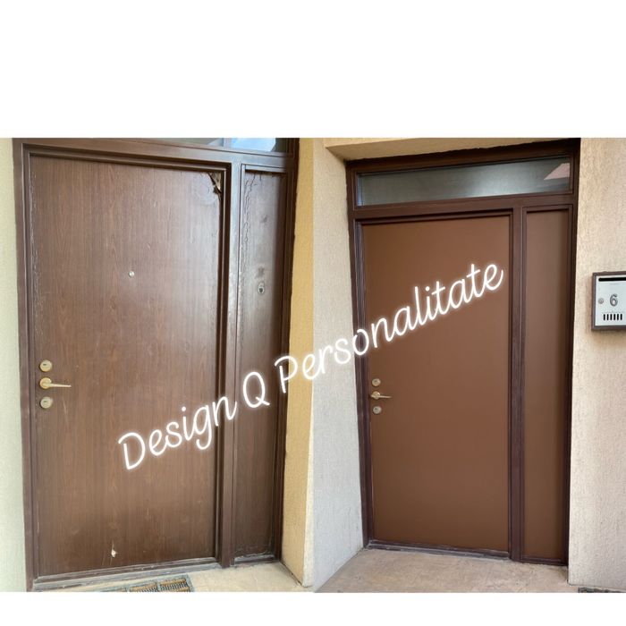 Colantare usa metalica exterior. Reconditionare usa prin colantare