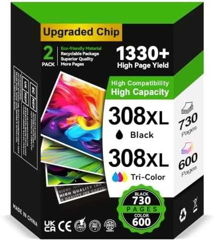 Нови Мастило HP 308XL комплект черно и цветно за принтери HP ENVY DeskJet тонер печат касети
