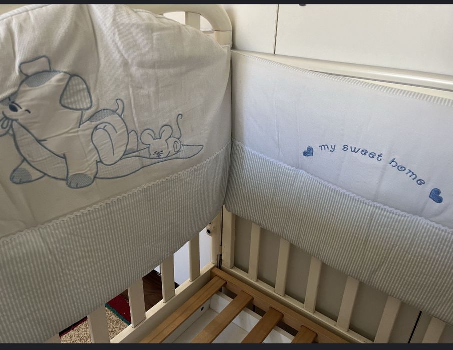 Patul bebe din lemn masiv 133*71*106 cm alb de ka italia