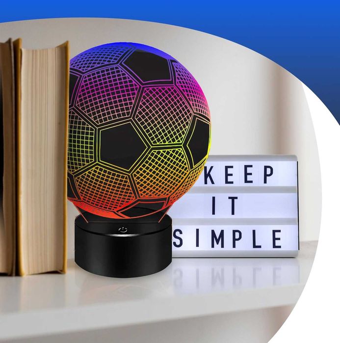 Lampa de veghe 3D LED minge fotbal cu telecomandă 16 culori 17.5x9.5cm