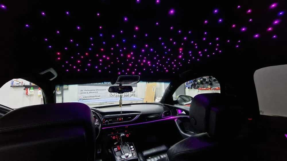 Retapitare plafon auto textil/alcantara negru/gri/bej + lumini plafon