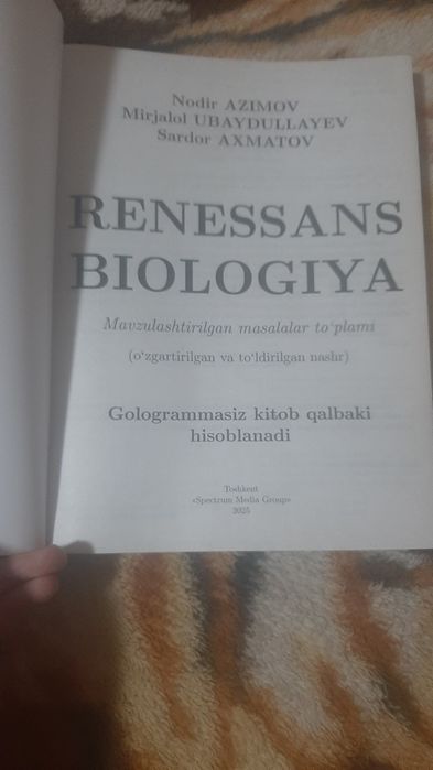 Biologiya mavzulashtirilgan masalalar to'plami kitobi