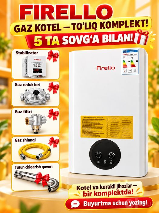 Газовый Котел Firrelo 15kvt Kotyol Katel Birinchi qol Off Diller Uzb!