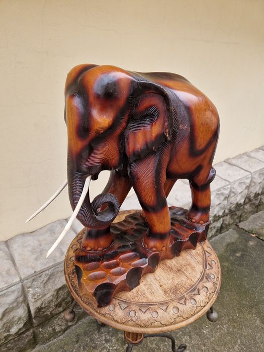 Огромна антикварна колекционерска дървена фигура статуетка