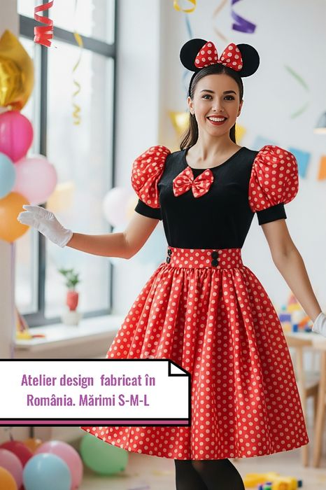Costum Minnie mouse deluxe  ,rochie costum  carnaval animatori  made