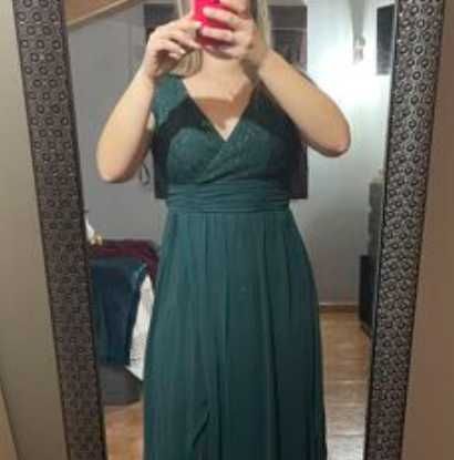 Rochie lunga Verde inchis Dantela Nasa Domisoara onoare marime L