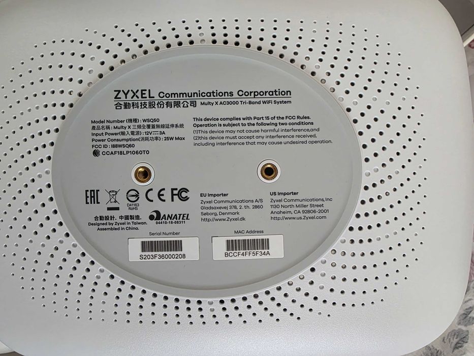 Router Mesh WiFi Zyxel Multy X WSQ50 (3-pack), AC3000, WiFi 5, Tri-Band-Mesh 400 + 866 + 1733 Mbps