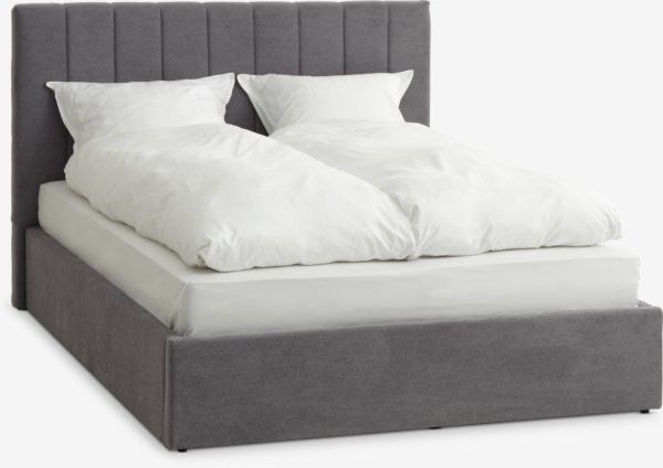 Продавам рамка за легло HASLEV 140x200 тъмносива с матрак от пяна 140x200 WELLPUR GOLD F30 (в гаранция) нови