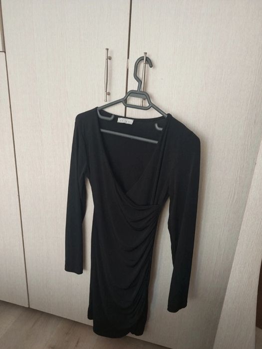 Rochie neagră elegantă cu drapaj, Defacto, mărimea M – office / evenim