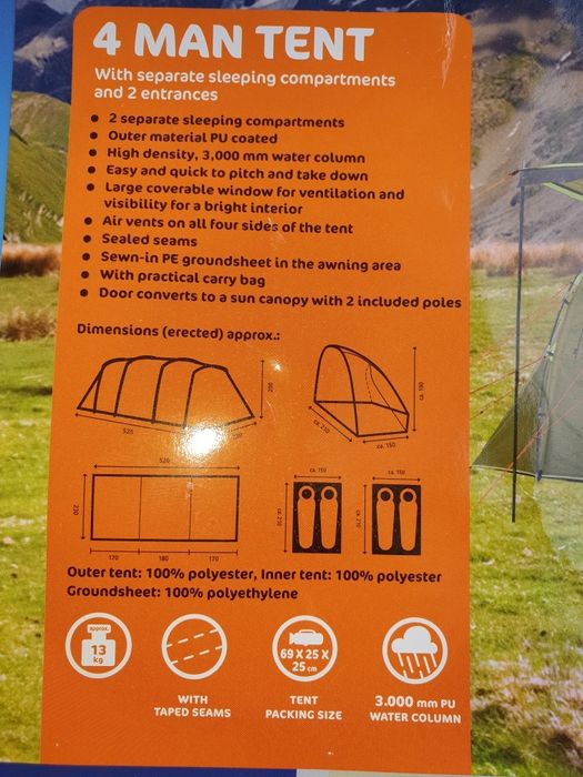 Палатка 4 местна с 2 спални