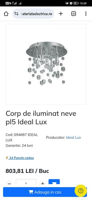 Lustra crom eleganta, cu design italian, glam, cu cristale, 5 x G9