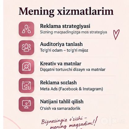 Targetolog xizmatlari bor