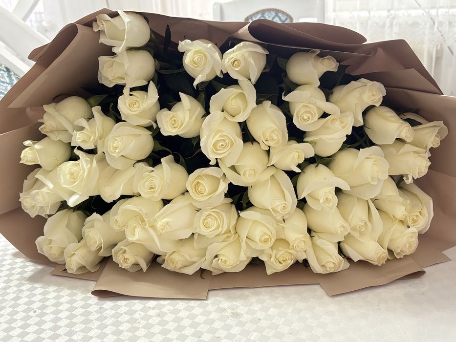 Белые розы 51 шт