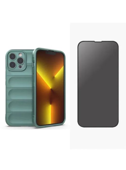 Husa Silicon Liquid+Folie Sticla 11D 6D Privacy Iphone 16/PRO/PLUS/MAX