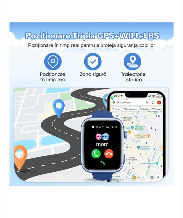 Ceas smartwatch copii 4G GPS FOSMET