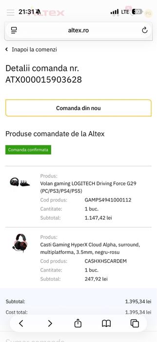 Logitech G29 Driving Force + Pedale