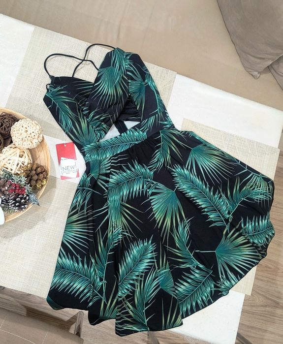 Нова дамска черна блестяща блуза боди Caramella Fashion топ екип сет