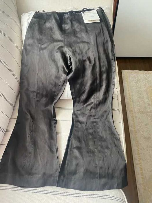 massimo dutti studio pantaloni evazati crop shimmer M noi black brown ocazie! superbi! metalizati usor