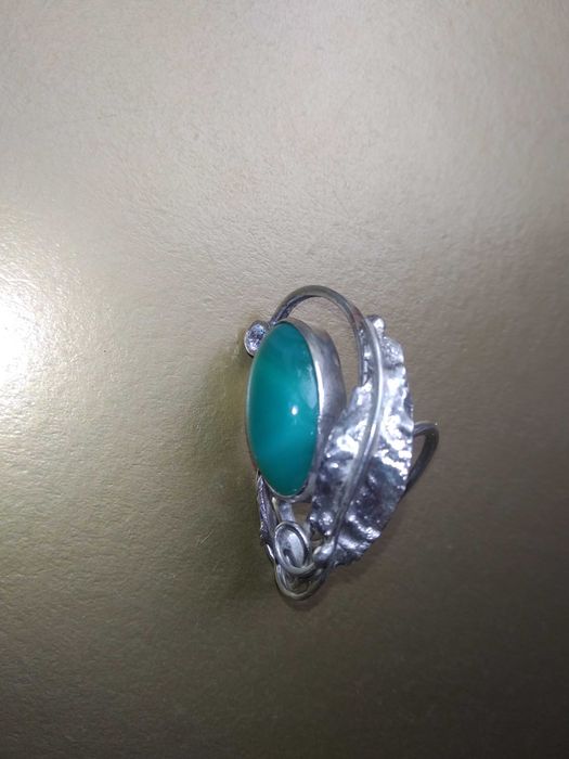 Кольцо женское серебряное с камнем ХРИЗОПРАЗ