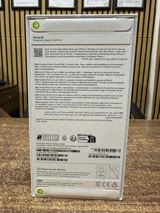 НОВ Apple iPhone 16 128GB Black / Гаранция 24м. / запечатан