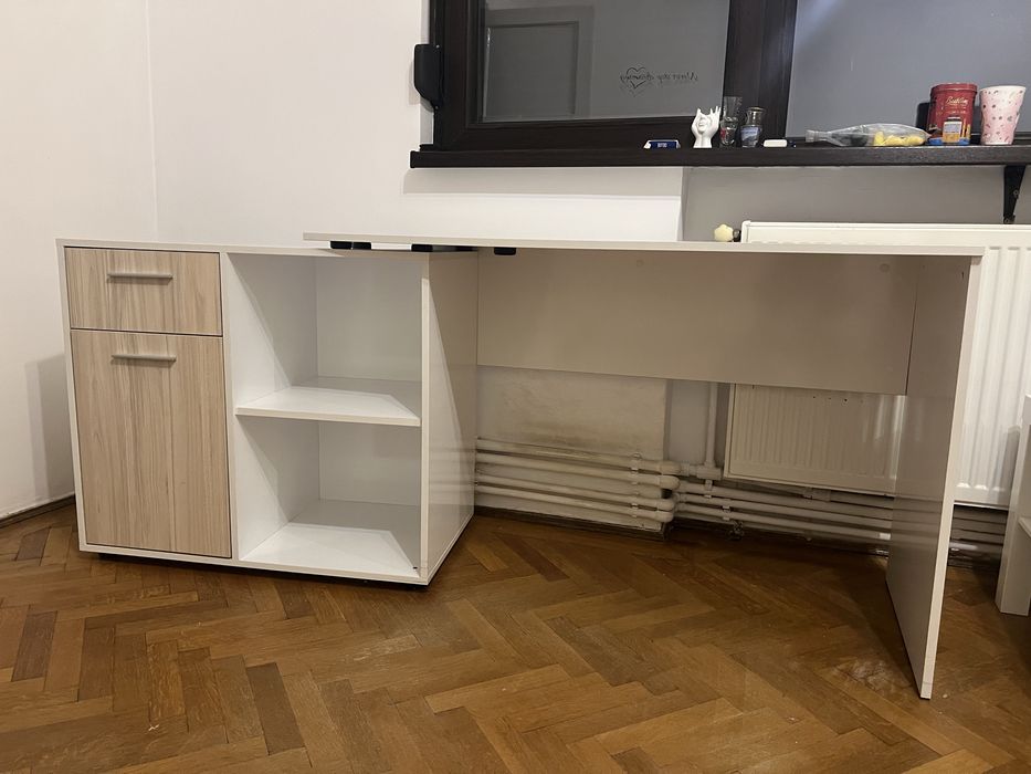 Birou modular alb/maro